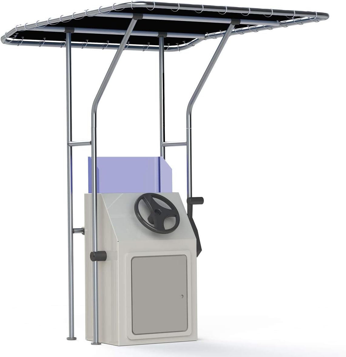 Oceansouth Classic T-Top for Center Console Boats | Marine Grade Aluminum T-Top with Atlas Canopy for Fishing & Recreational Boats (67" Length x Width 56") (Black)