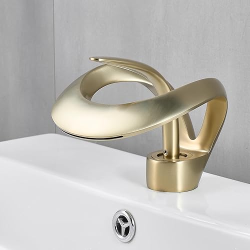 Miniatura 2 de AUU - Elegante grifo de lavabo de baño de un solo agujero, grifo de lavabo de latón sólido, grifo de lavabo de una sola manija con línea de