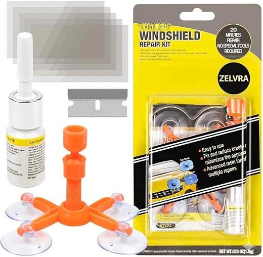 ZELVRA Upgraded Windshield Repair Kit 2026 - DIY Auto Glass Tool Fixes Chips, Cracks, Bullseye, Star &amp; Nicks | Easy Resin ...