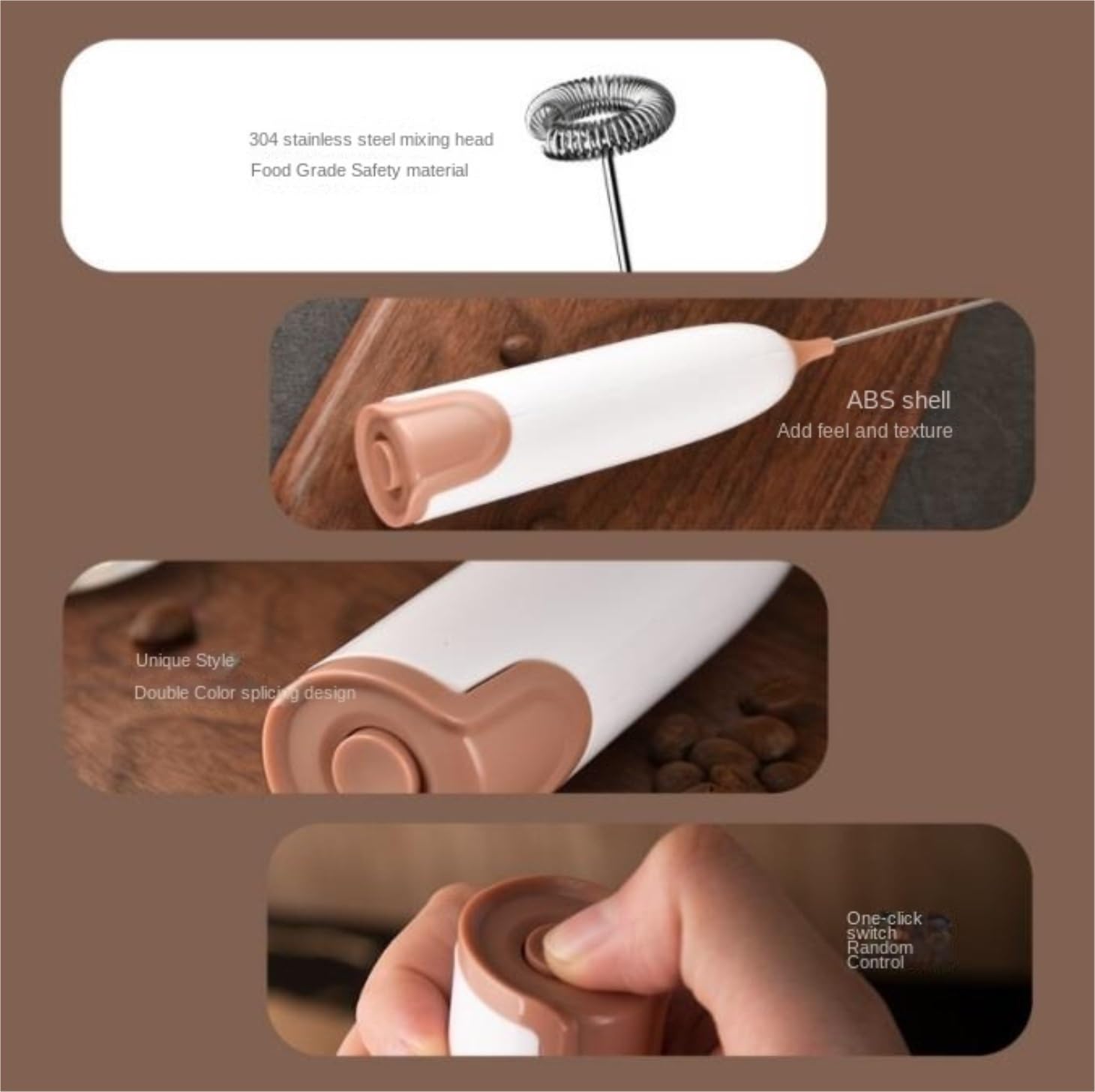 Mousseurs à Lait Fouet Matcha Mélangeur Portatif De Boisson d'acier Inoxydable De Fabricant Tenu dans La Main De Mousse avec La Tête De Fouet Parfaite pour Le Café Mousseur de Lait(White)