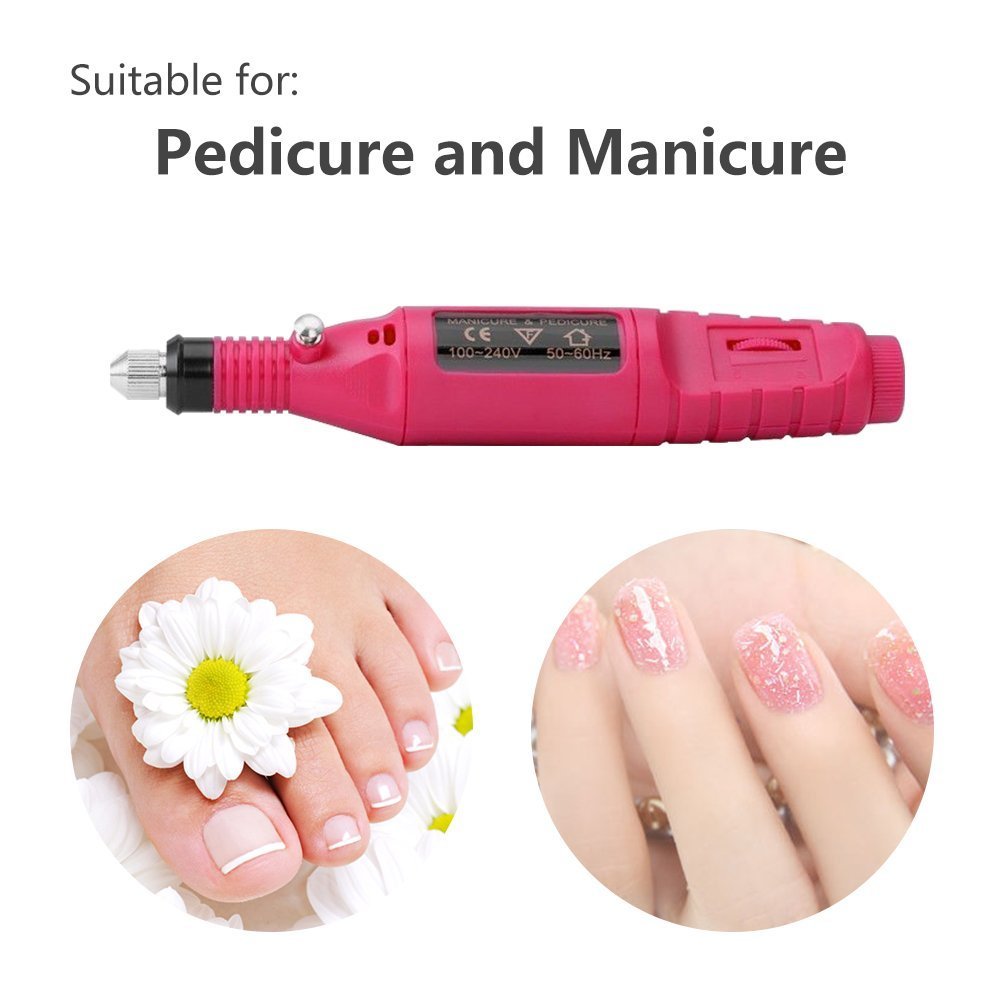 Hand-held Nail Electric Drill Set Variable Speed Manicure Pedicure Nail Drill File Bits Grinding Tool 3000-20000prm by NYKKOLA