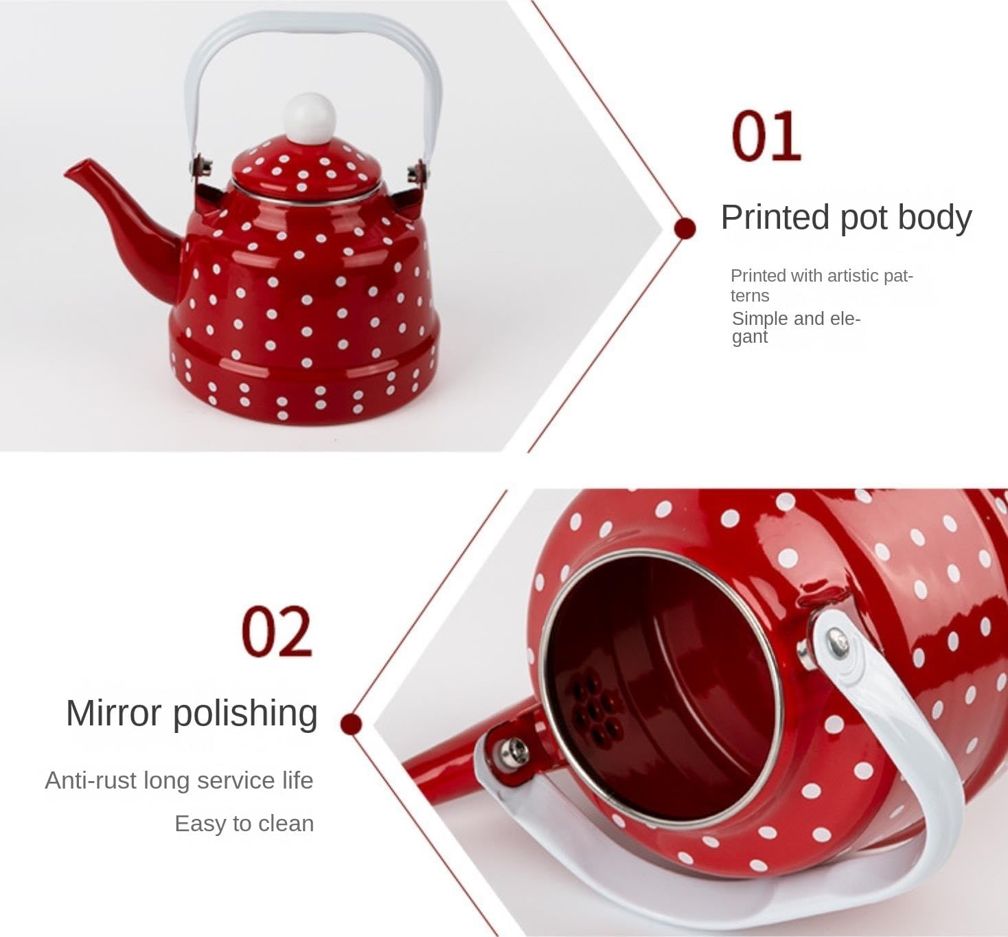 Tea Kettle for Stove Top 1.7L Enamel Kettle Ceramic Teapot Induction Kettle Stove Tea Kettle with Strainer Pumpkin Teapot Enameled Kettle Teapot(Red)
