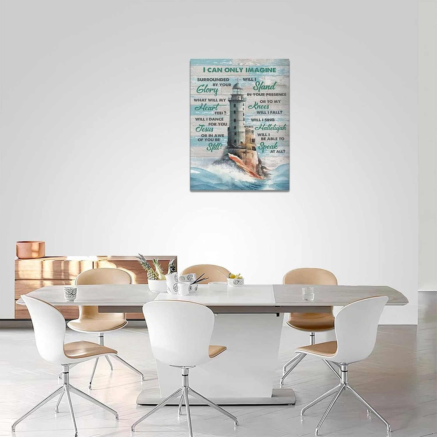Lighthouse Wall Art Nautical Decor Coastal Ocean Pictures Wall Decor Lighthouse Christian Scriptures Canvas Painting Prints I Can Only Imagine Modern Artwork Home Decor for Bathroom Bedroom 12"x 16"
