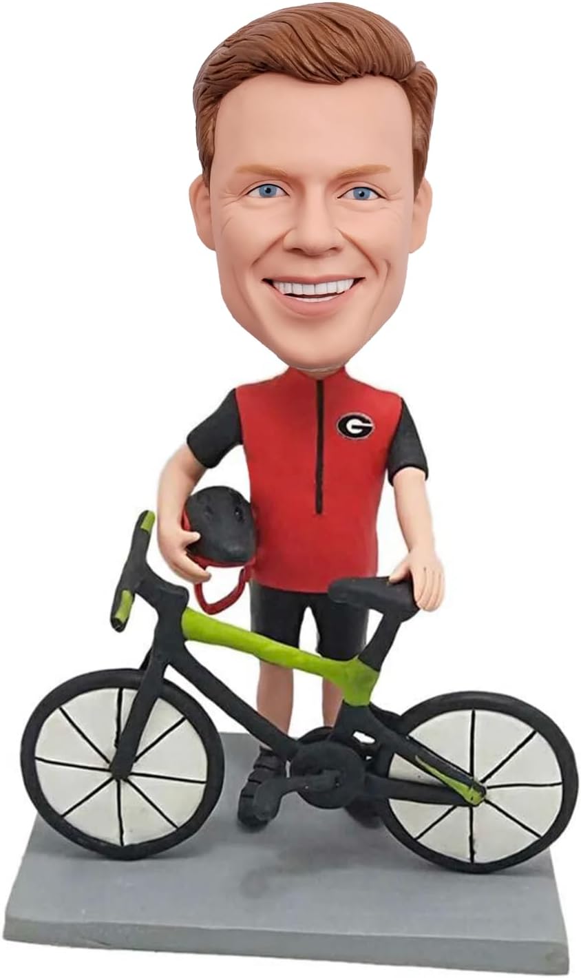 Customized Bobblehead Dolls, Cyclist Custom Bobblehead are Handmade and Given as Gifts to Fathers Boyfriends Family Colleagues and Boss