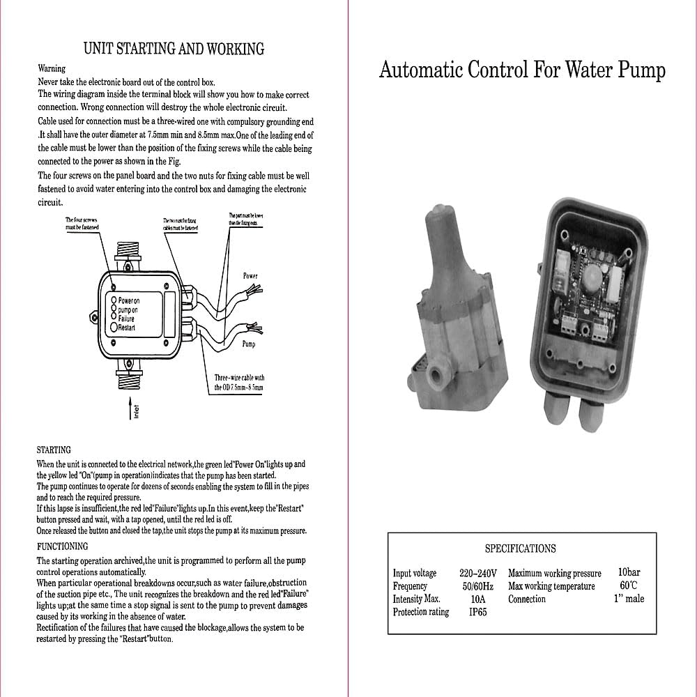 SagaSave 110V Automatic Electronic Switch Control Water Pump Pressure Controller Home Accessory for Well Self priming Jet Garden Blue