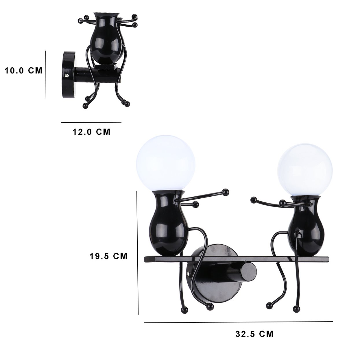KAWELL Humanoid Applique da Parete Moderna Lampada da Parete Lampada a Muro | Creativo Applique Candelabro, Art Deco, Max 60W E27, per Stanza dei Bambini Camera da Letto Scale Soggiorno