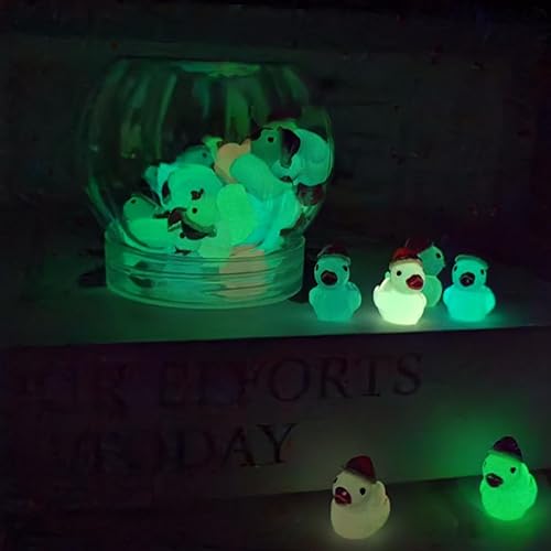 Miniatura 3 de 35 piezas de pequeños patos de resina luminosos mini patos de Navidad, figuras de jardín, hadas, pequeños patos en miniatura que brillan en la