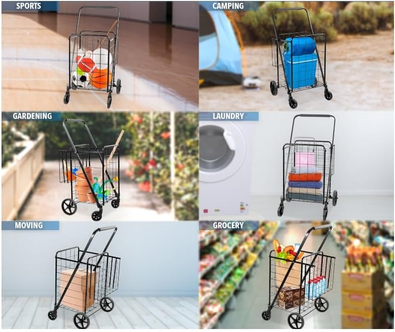 Rolling Utility Shopping Cart for Groceries and Other Supplies carros de la compra Cuatro ruedas