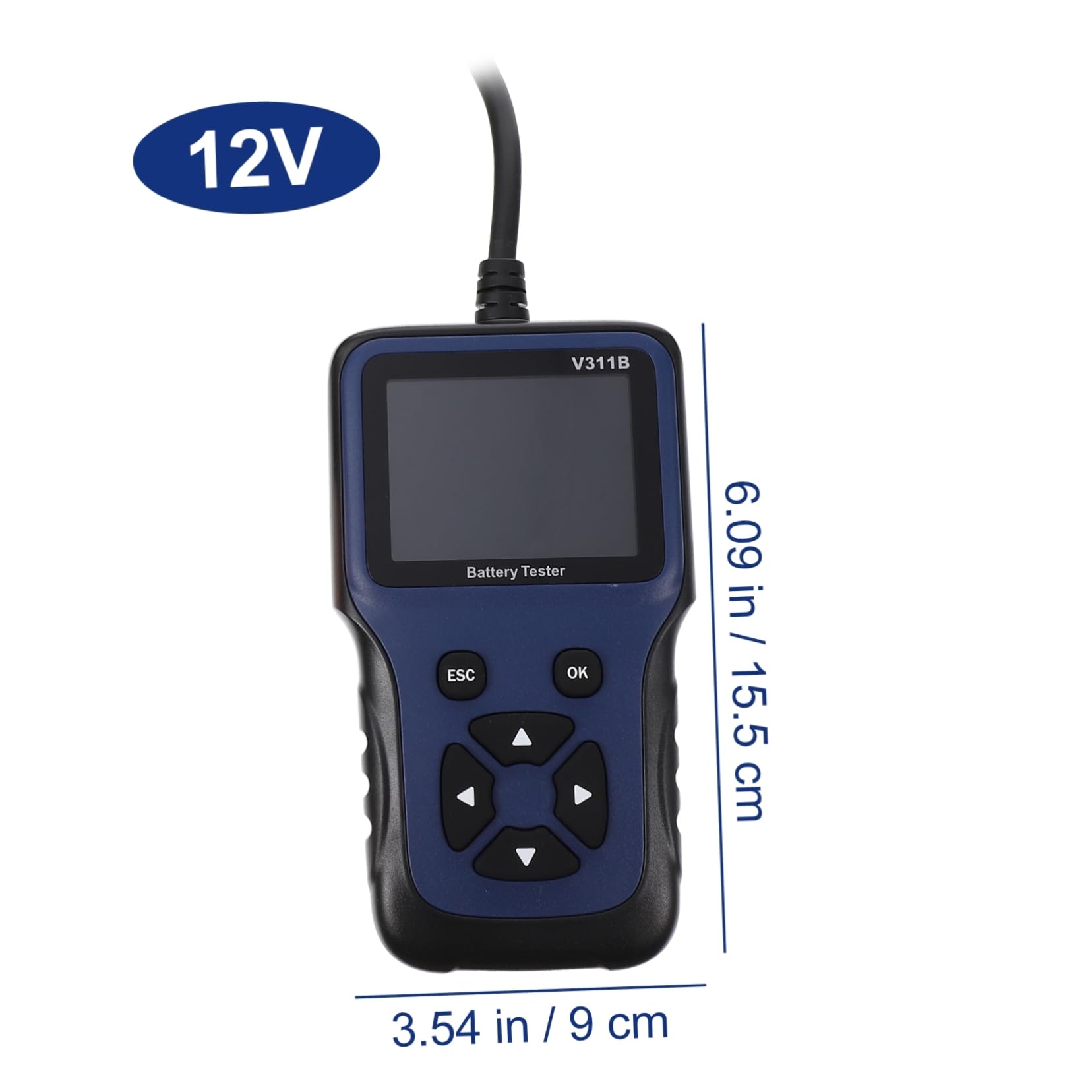 Comprobador de Batería de Coche 12 V de Plástico Pantalla | 9 Idiomas Seleccionables, Peso Ligero, Uso en Suministro de Coche, Analizador de Batería Automotriz