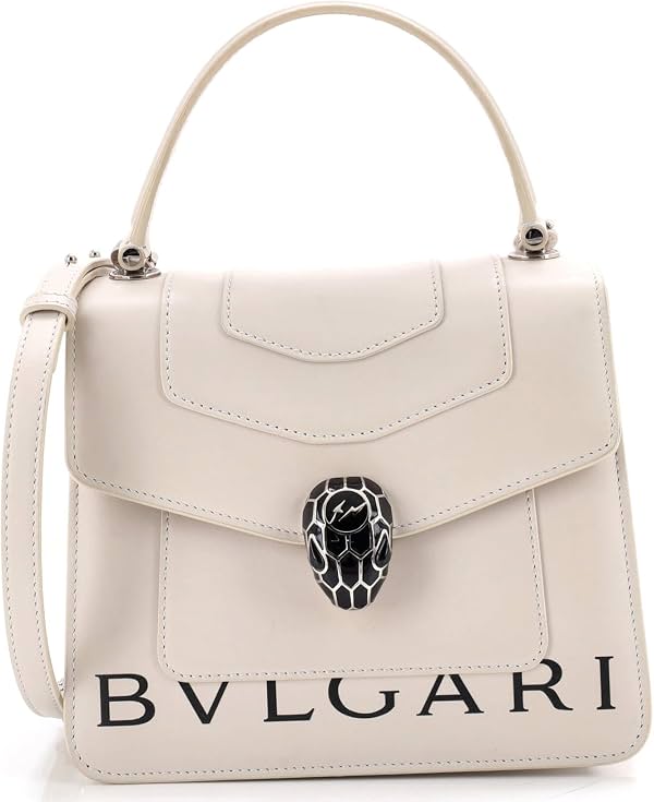 BVLGARI Pre-Loved Fragment Serpenti Forever Bolso de Mano Top Handle Cuero Pequeño, Neutro