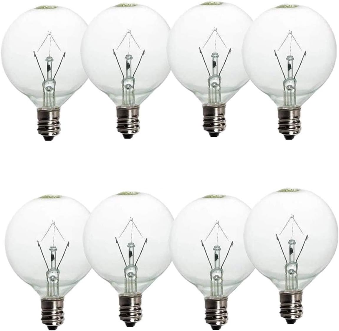 ?8 Pack?Wax Warmer Bulbs, 25 Watt G50 Bulbs for Full-Size Scentsy Warmers, E12 Incandescent Candelabra Base Clear Light Bulbs for Candle Wax Warmer,Dimmable - Warm White - 110-130 Volt Light Bulbs