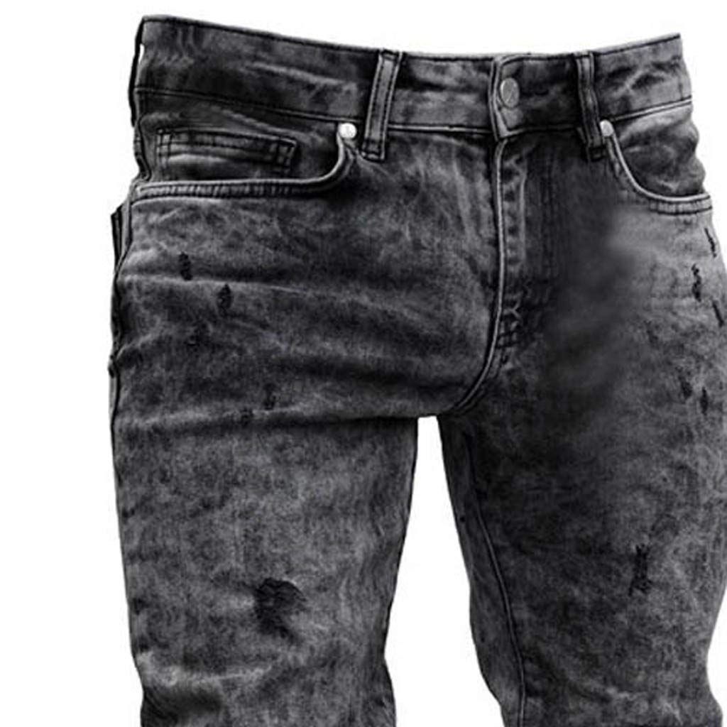 Jeans Uomo Slim Fit Strappati, Pantaloni Di Jeans Da Uomo Tempo Libero Stretch Rilassato Fori Nel Ginocchio Denim Pantaloni Regular Fit Jeans Da Lavoro Jeans Moto Moda Versatile Per Tutte Le Occasioni