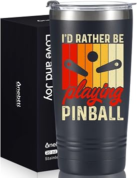 Onebttl Pinball Gifts for Men, Gifts for Pinball Players, 20 oz Insulated Stainless Steel Tumbler, Id Rather Be Playing Pinball