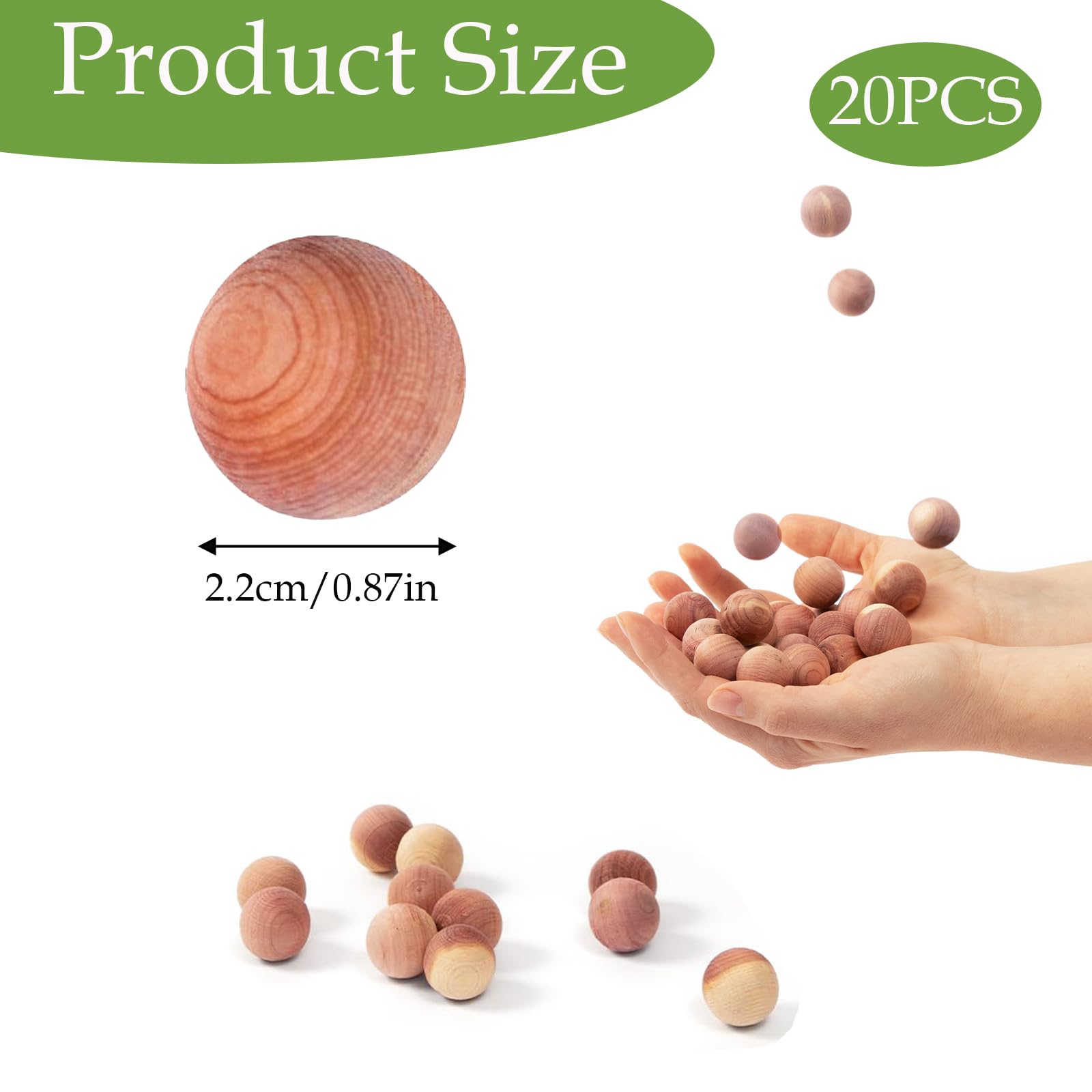 20 Pcs Cedar Balls, Mothballs, Moth Balls for Wardrobe, Natural Cedarwood Cedar Balls for Moths, Cedar Moth Repellent for Moth Protection in Wardrobes Drawers Storage Boxes - Image 2