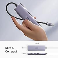 Vista 7 de UGREEN Hub USB C 4K a 60Hz, adaptador multipuerto USB C 6 en 1 con 3 puertos USB 3.01 HDMI, lector de tarjetas SDTF, dongle USB C para portátil
