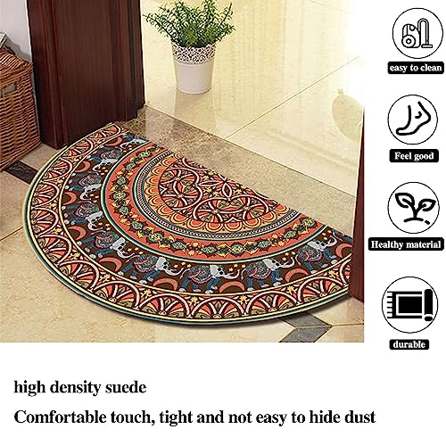 Tapis d'entrée absorbant demi-lune orange 60x100cm haute performance pour terrasse et intérieur