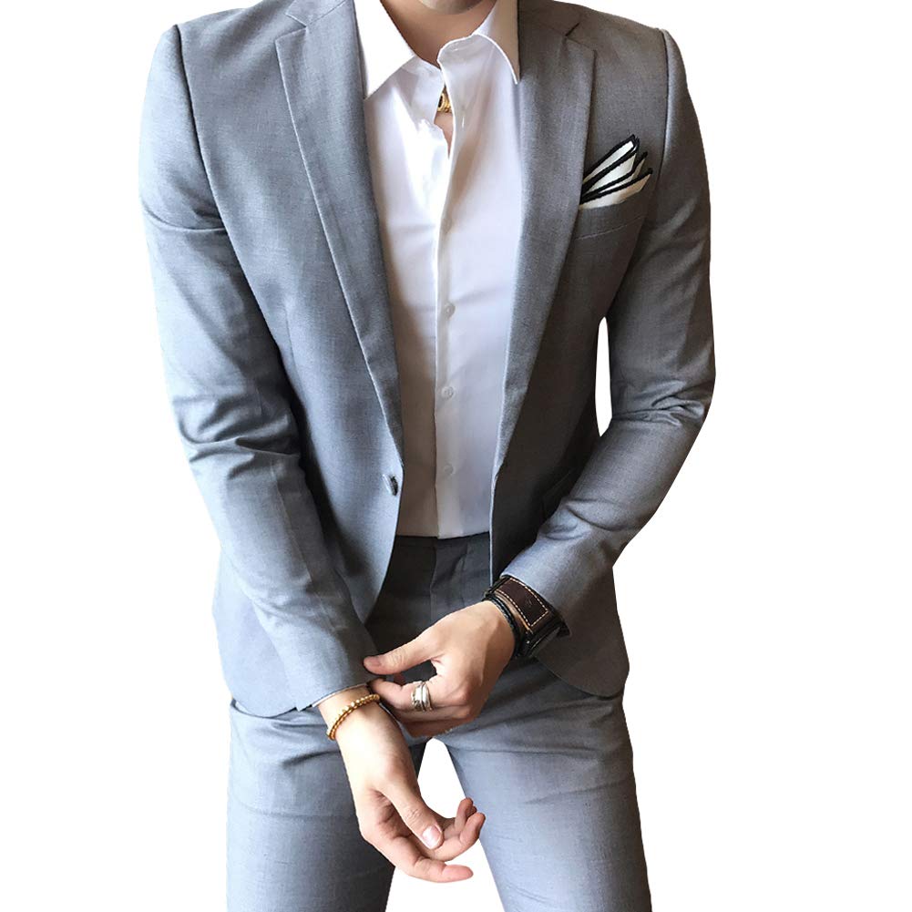 Allthemen Abito da Uomo in 2 Pezzi Blazer da Smoking e Pantaloni Giacca Monopetto con Un Bottone Suit Formale da Lavoro Business