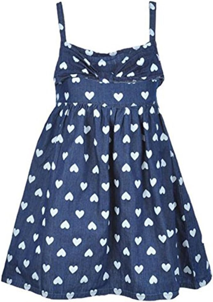 Sweet Vintage Little Girls Dress with Chambray Detail