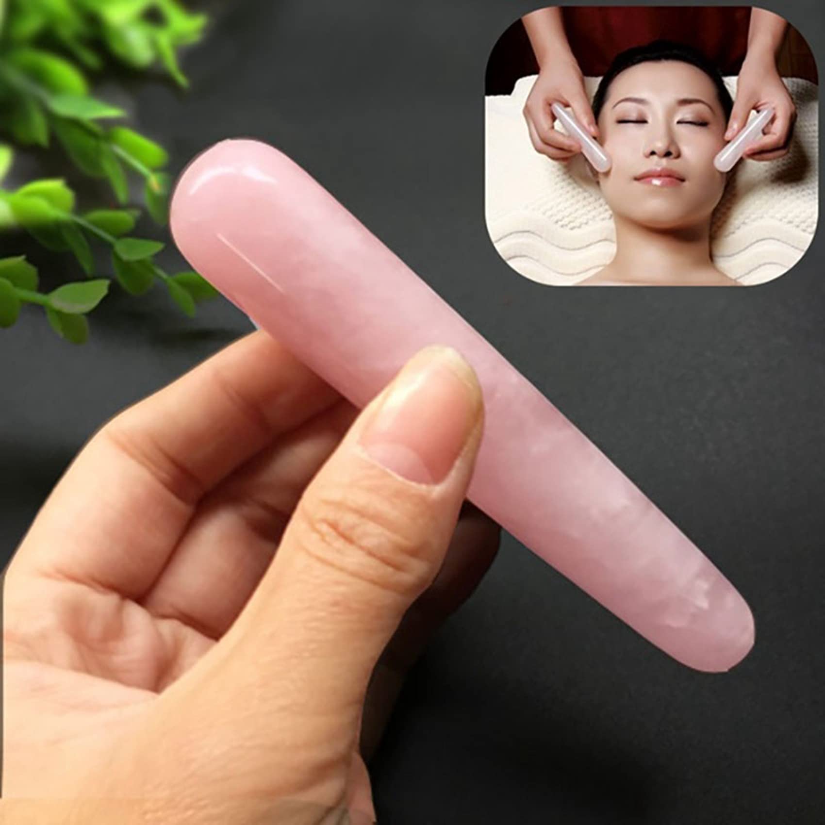 2 x naturalny kryształ kwarcu różanego Yoni magiczne różdżki kamienie szlachetne masaż