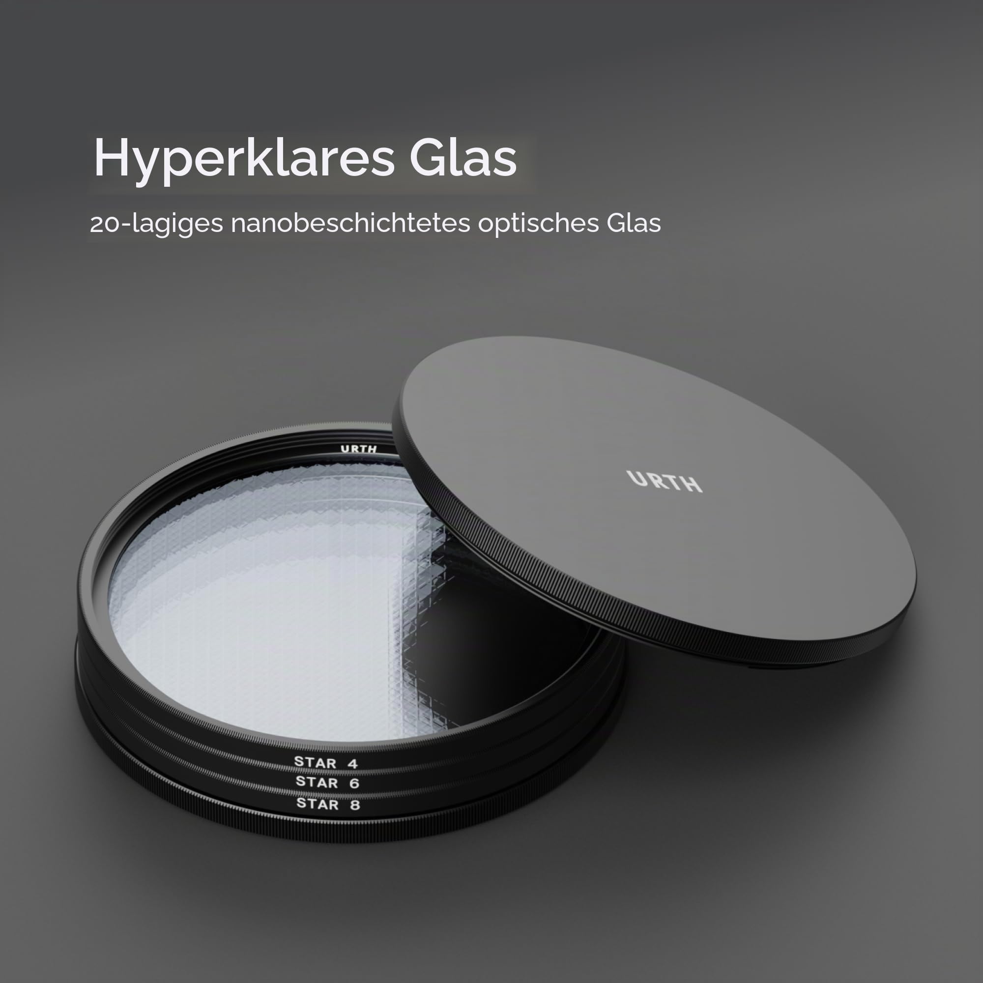 Urth 58 mm 3-in-1 Star Lens Filter Kit 4,6,8-Punkte — Stellar Filterset, Starburst-Effekte, mehrlagig nanobeschichtete Kamerafilter für optimierte filmische Fotografie