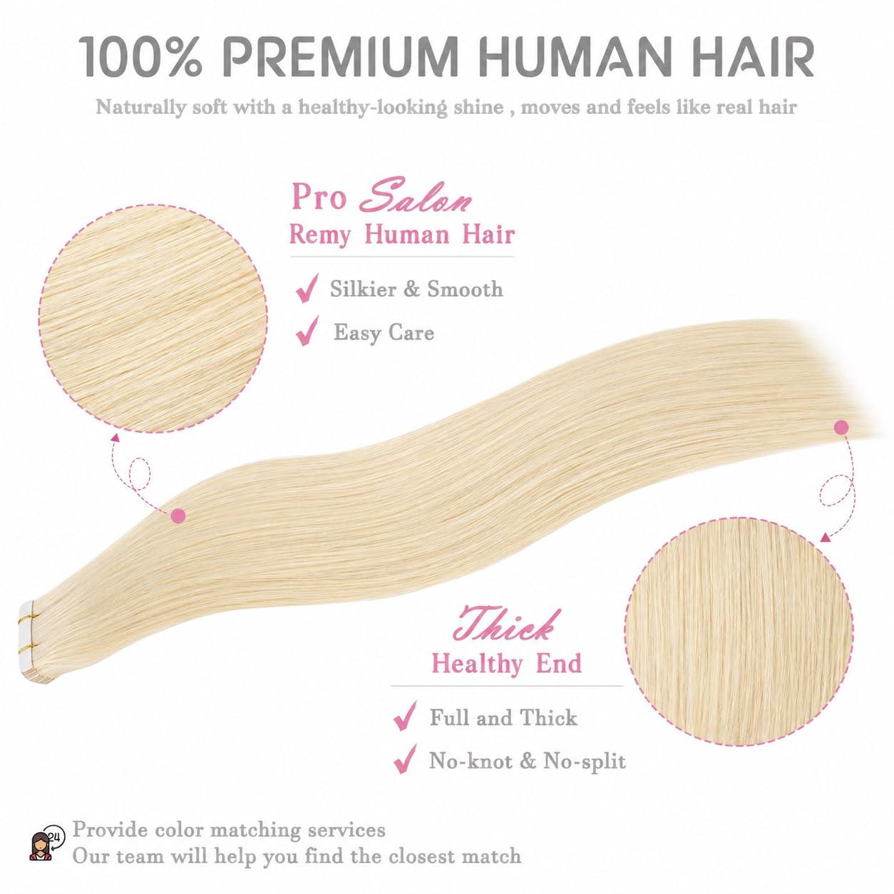 Platinum Blonde Tape in Hair Extensions Human Hair, #60 20Inch 20pcs 50g, Invisible Human Hair Extensions Tape for Hair Extensions Tape Ins Seamless Skin Weft Remy Hair for Women