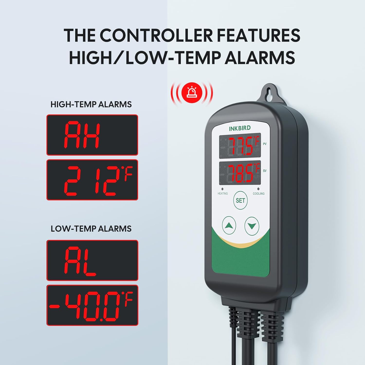 Inkbird 2025 Updated Temperature Controller, Reptile Thermostat ITC-308 Digital Heating and Cooling Temp Controller for Attic Fan, Carboy, Freezer, Grow Tent, Max 1100 W (110 V)