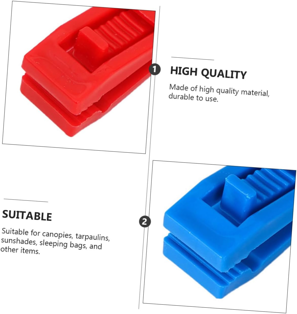 24pcs Wind Rope Buckles Canopy Clips for Outdoor Camping Windproof Tent Fasteners with High Pulling Force Lightweight Multifunctional Plastic Clamps for Awnings Tarps Boat Covers