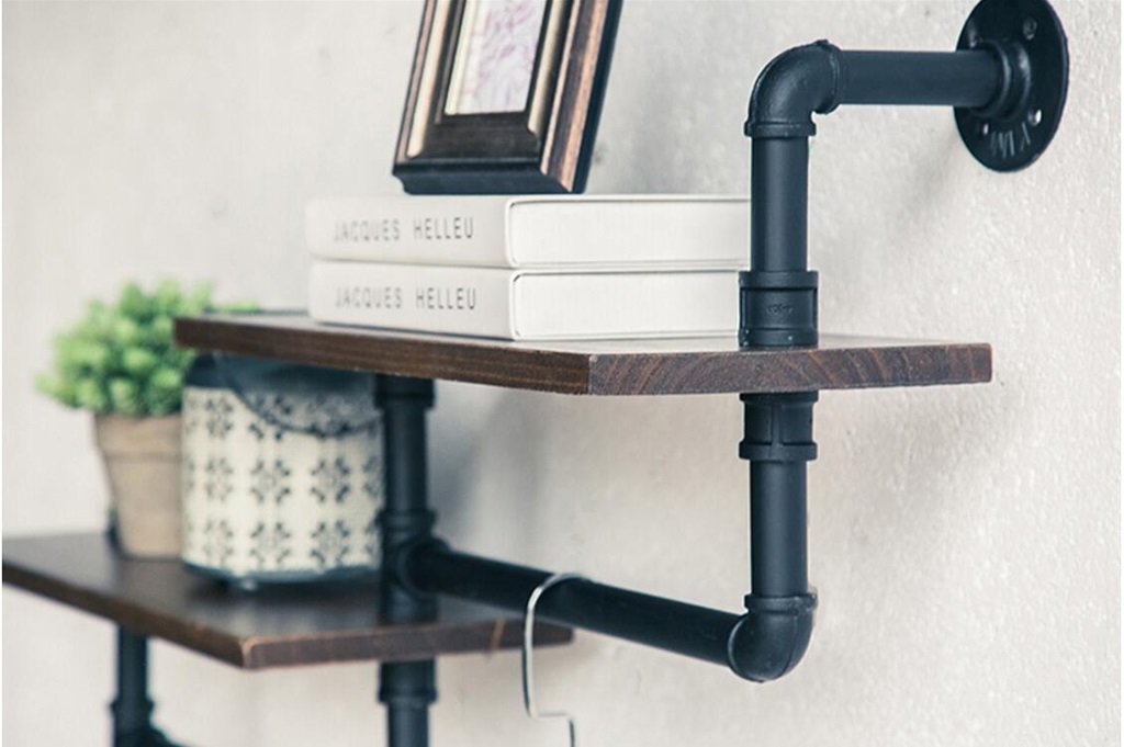 GJbgj Wall Mount Shelf Loft Retro Iron Bookshelf Shelving