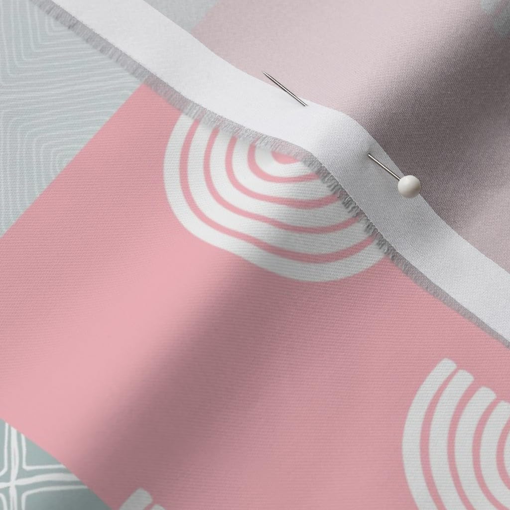 Spoonflower Fabric - Elephant Wholecloth Cheater Quilt Patchwork Rotated Pink Blue Gray Printed on Organic Cotton Sateen Fabric by The Yard - Sewing Quilting Apparel Home Decor