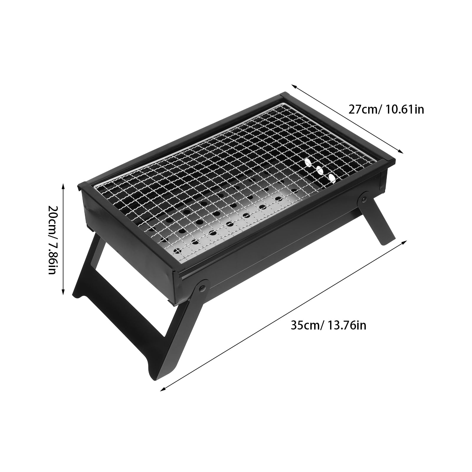 Griglia Barbecue Portatile Pieghevole in Acciaio Nero