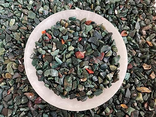 Image of 2 oz Lot Natural Bloodstone Semi Tumbled Gemstone Chips, Crushed Mini Crystals, Undrilled Crystal Chips (Bloodstone)