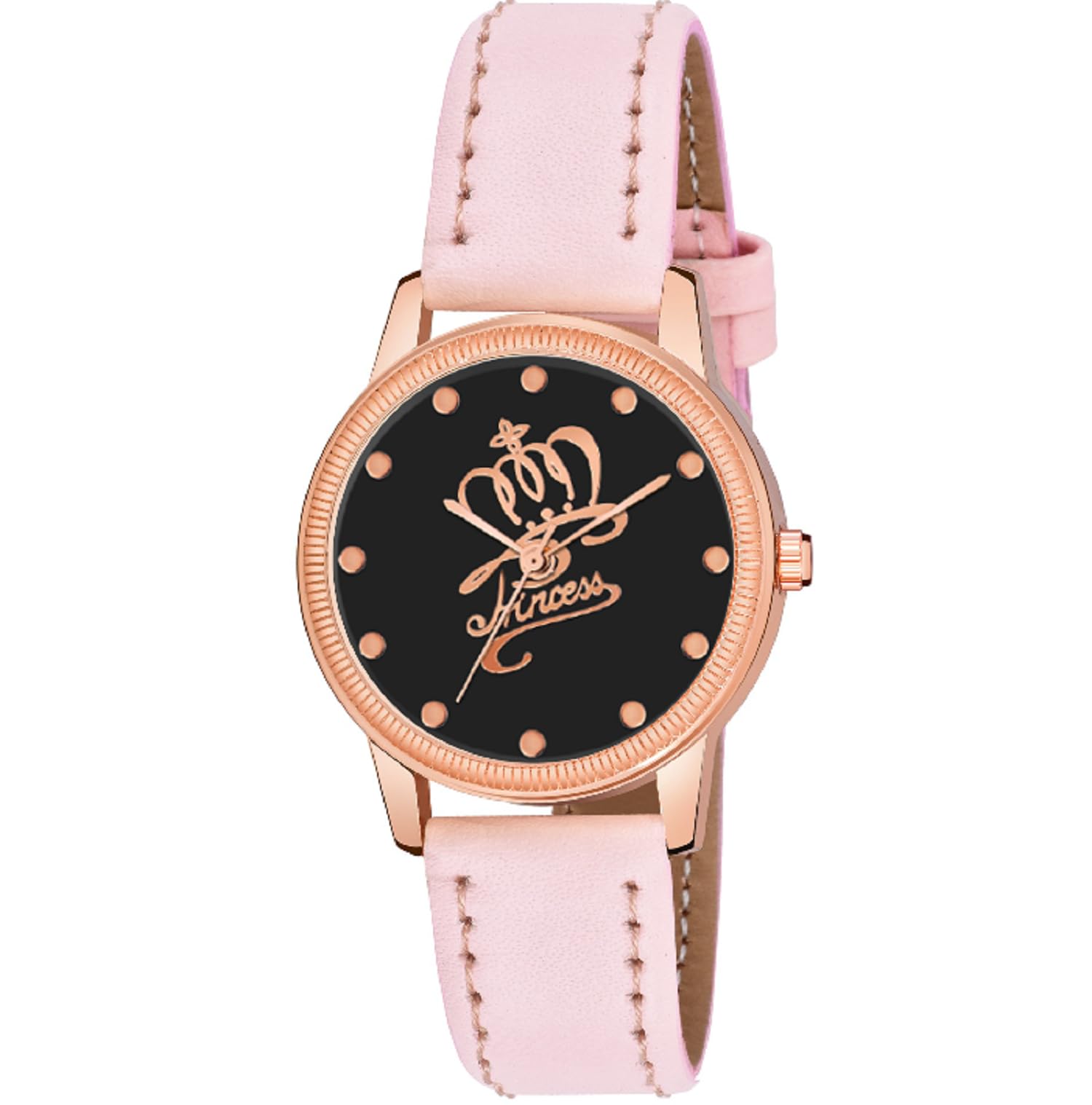 KIARVI GALLERY Stylish Black Princess Dial Leather Strap Analog Watch for Girls and Women(Black-Grey) (Black-Pink) (B0CRL93HLT) Amazon Price History, Amazon Price Tracker
