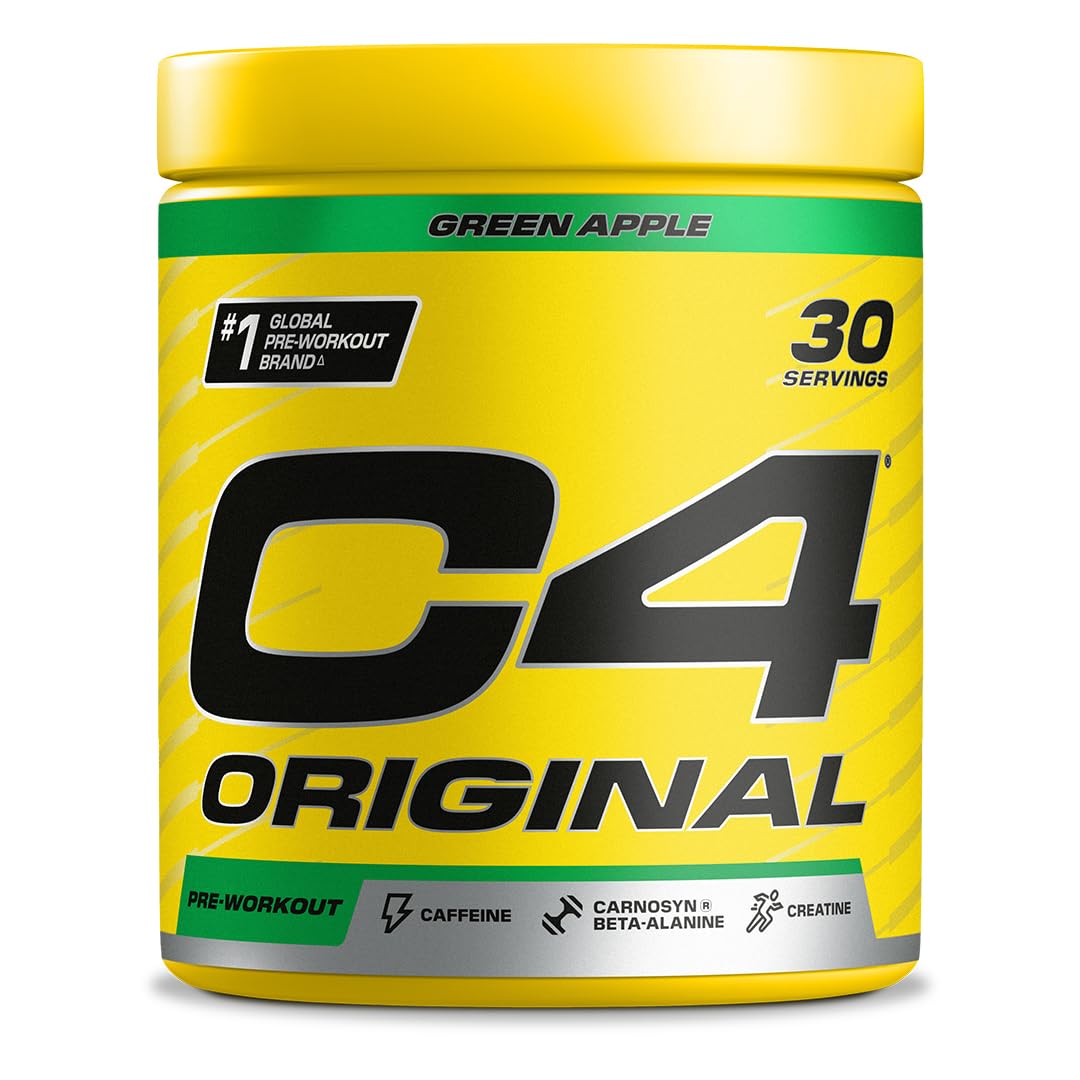 C4 Original Beta Alanine Sports Nutrition Bulk Pre Workout Powder for Men & Women | Best Pre-Workout Energy Drink Supplements | Creatine Monohydrate | Green Apple | 30 Servings
