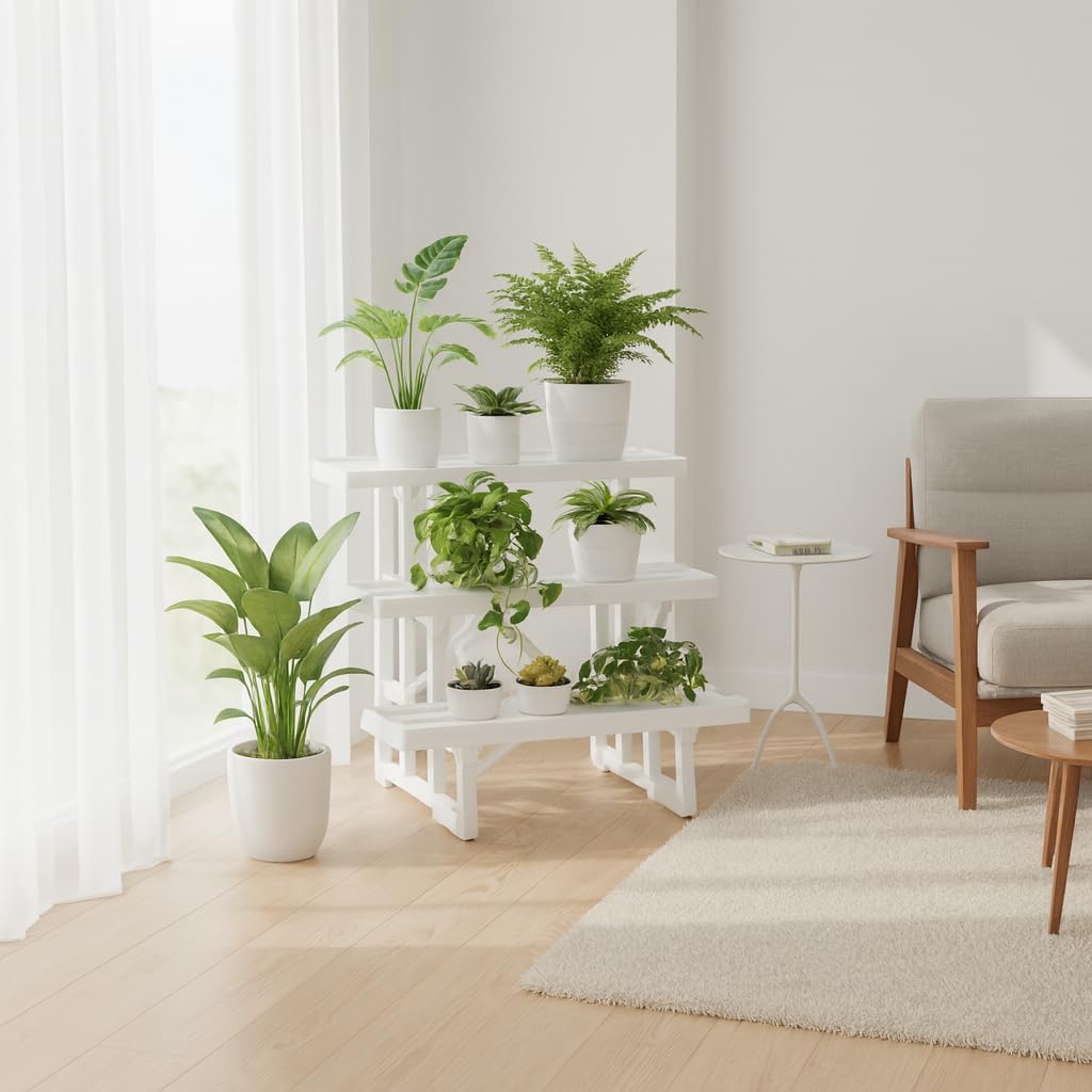 Amazon | グリーンパル フラワースタンド3段 ホワイト (約)w600×d490