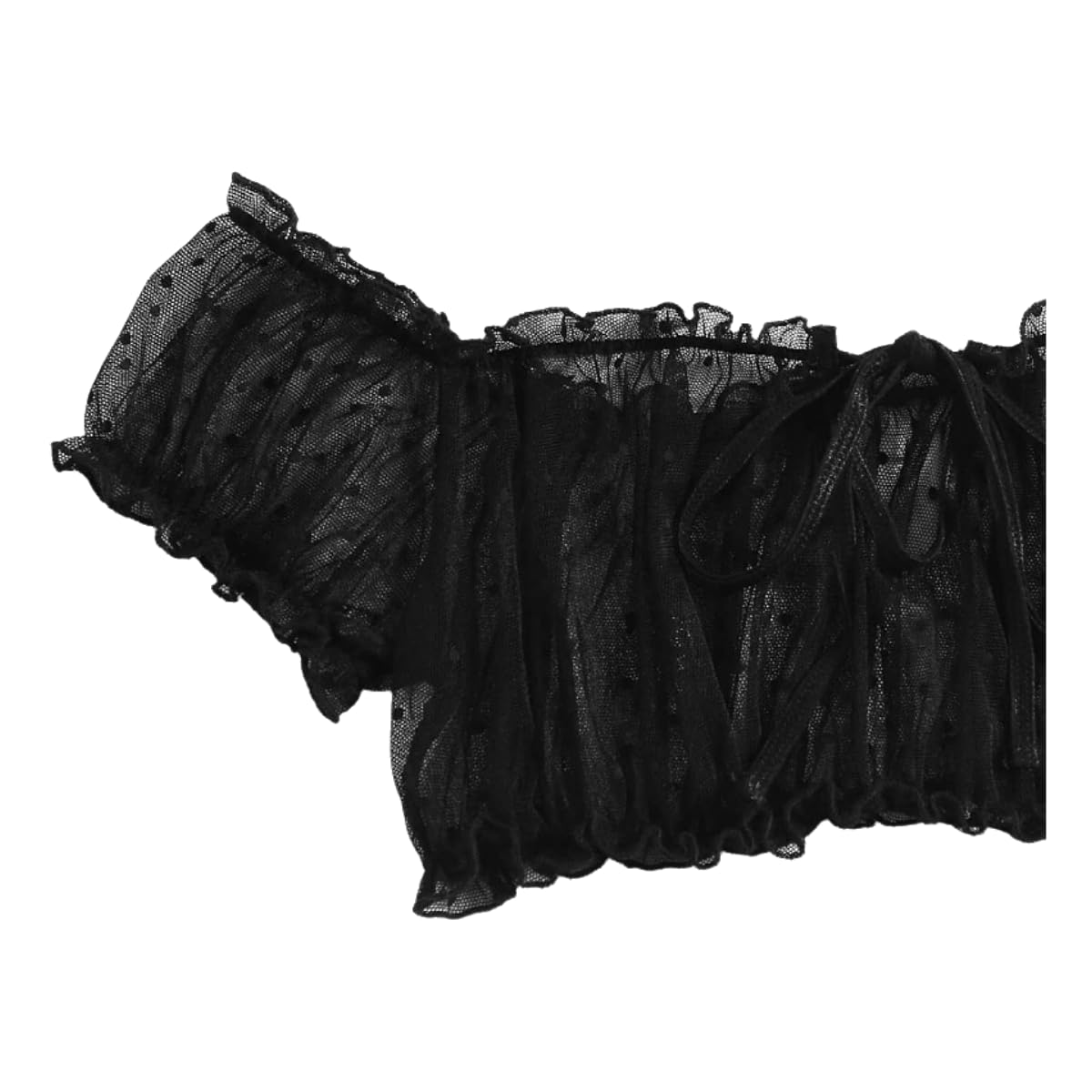 WBDWWTD Damskie seksowne biustonosze i majtki w kropki komplety bielizny Babydoll Strappy przezroczyste wykończone frędzlami bielizna z uroczą kokardką G String