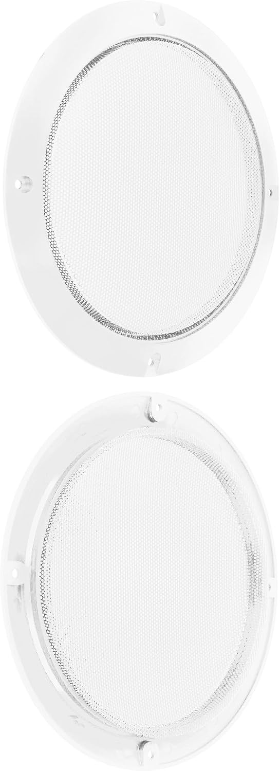 Unifizz 2pcs 6.5 Inch Metal Glossy Car Audio Speaker Cover Mesh Subwoofer Grill Horn Guard Decorative Circle Grille Protector White