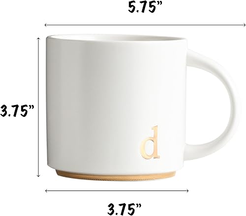Miniatura 2 de COLLECTIVE HOME - Tazas de cerámica con monograma, tazas de café con inicial dorada de 15 onzas, elegantes tazas de té del alfabeto, elegante taza