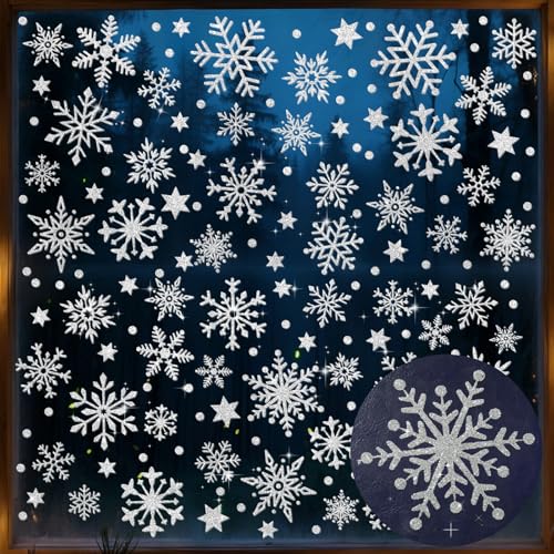Weihnachtsdeko Wohnzimmer Fenster 17 BETESSIN Schneeflocken Fensterbilder Weihnachten Selbstklebend - 6...