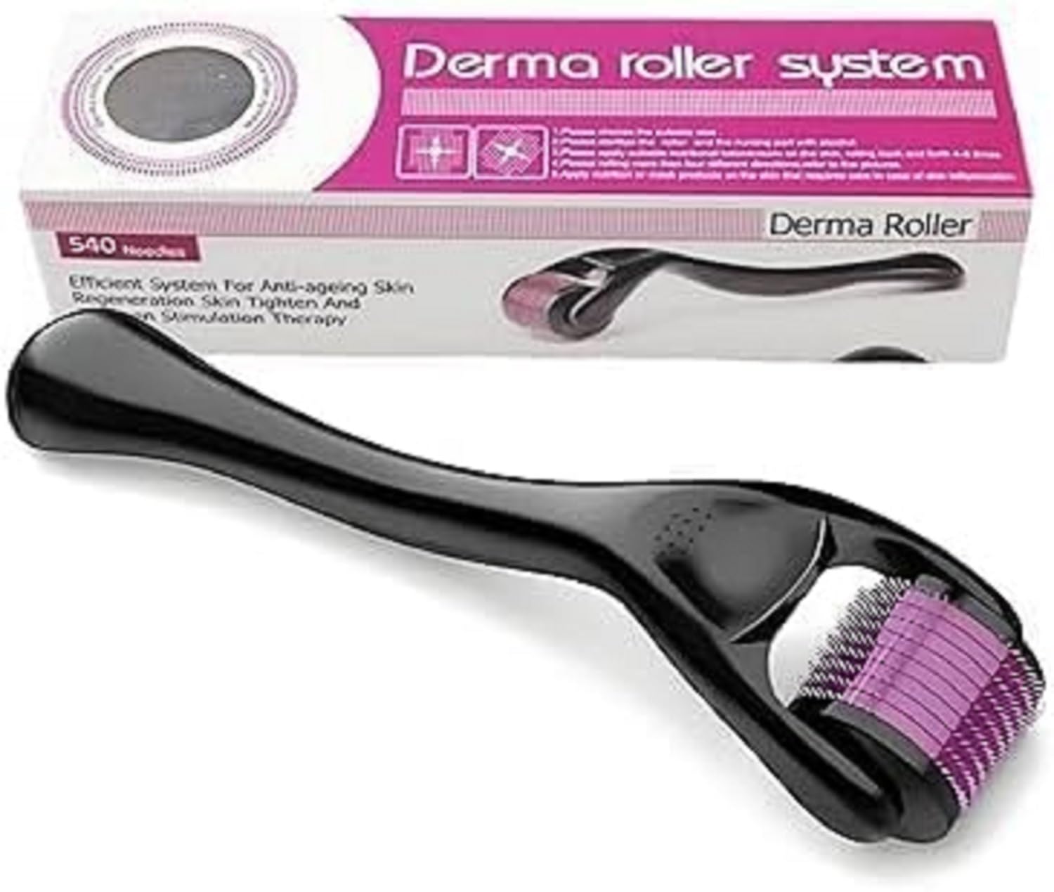Derma Roller for Hair Growth, Beard Growth & Skin Rejuvenation - 0.5mm Microneedle Roller for Scalp, Face & Beard - Microneedling Tool for Thicker Hair, Anti-Aging, and Skin Care