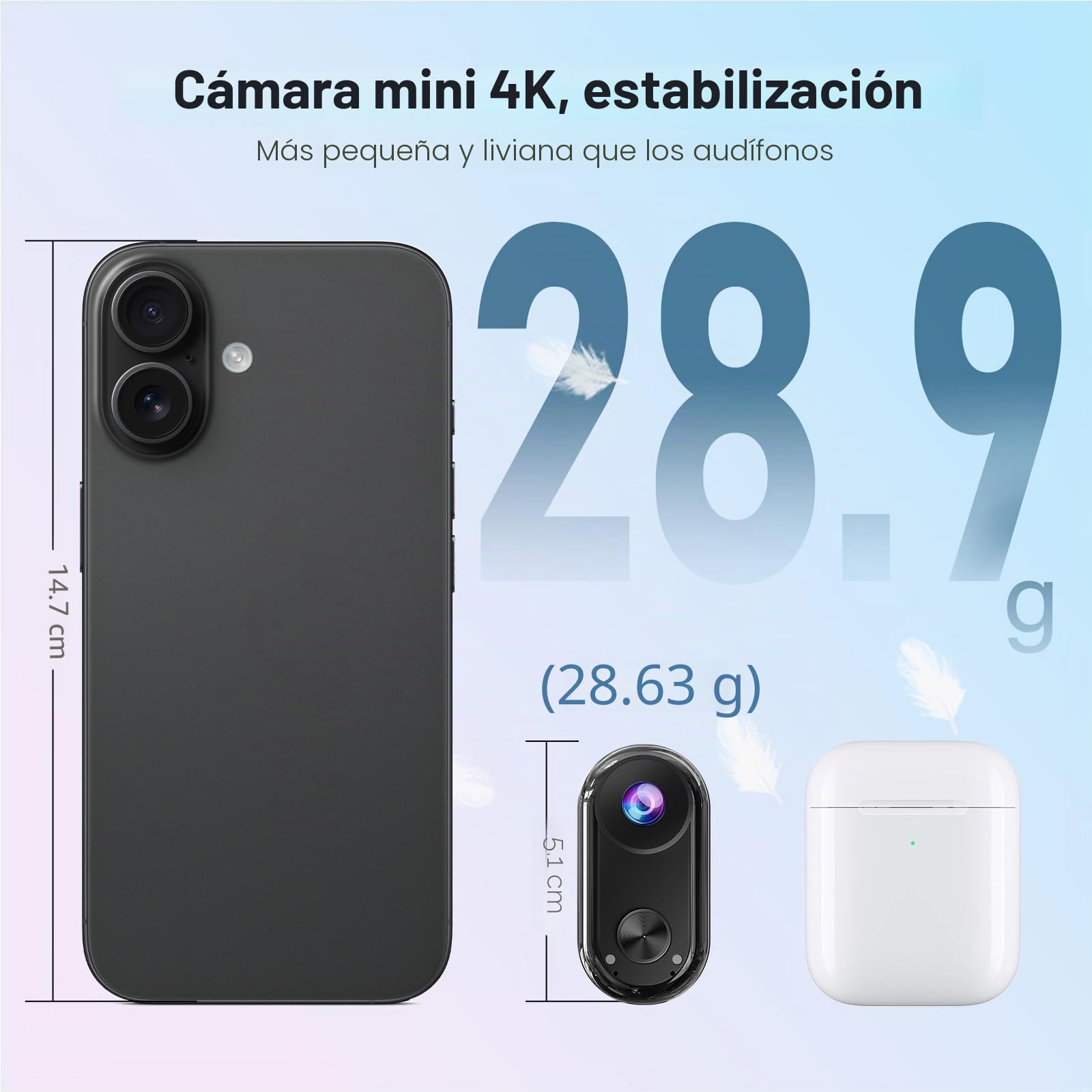 4K Mini Cámara Deportiva,20MP Portátil para POV Cámara,6 Ejes EIS Camara Corporal,40M Camara Subacuática,WiFi Mini Cámara Magnética(con TF de 64 GB y Accesorios de Montaje)