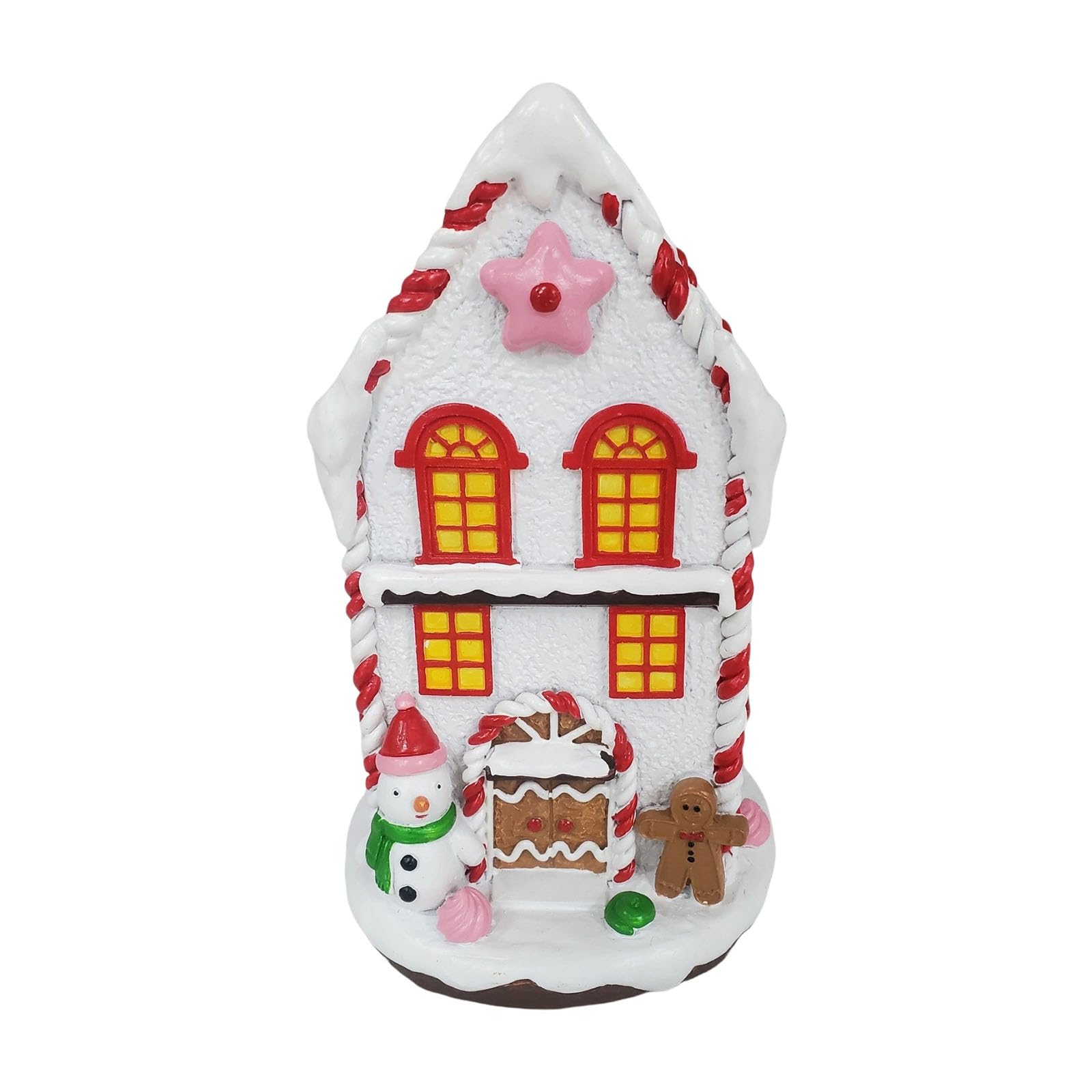 NVOQILIN Illuminated Resin House Desk Ornament with LED Light Miniature Christmas Cottage Sculpture for Holiday Centerpieces Holiday Tabletop Decoration