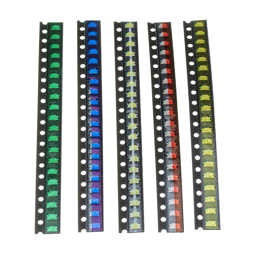 BliliDIY 1000 Pezzi 5 Colori 200 Ciascuno 1206 Assortimento Diodi Led Kit Diodi Led Smd Verde/Rosso/Bianco/Blu/Giallo