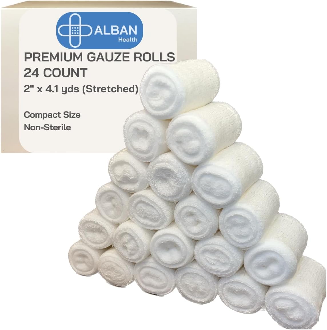 ALBAN Premium Bandaging Gauze Roll (Box of 24) Compact 2