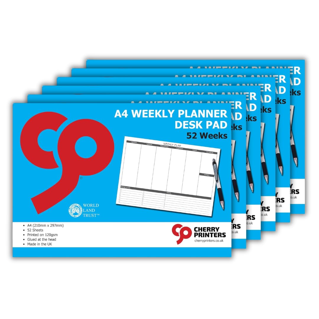 Cherry Printers Weekly Planner Desk Pad A4 | 6 Pack