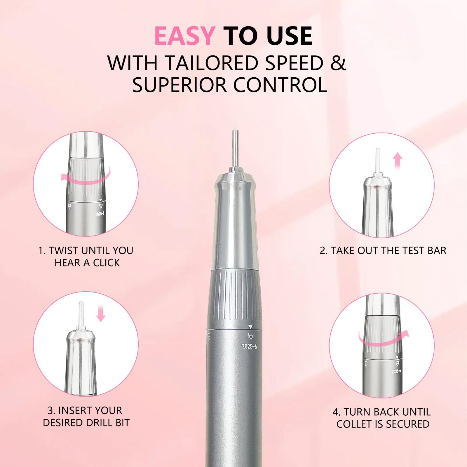 BETE Professioneller Nagelbohrer mit bürstenlosem Motor, 40.000 U/min, kabellos, elektrisch, Nagelfeilen-Set mit 6 Bits, wiederaufladbares Efile für Acrylgelnägel, Maniküre-Werkzeuge für den