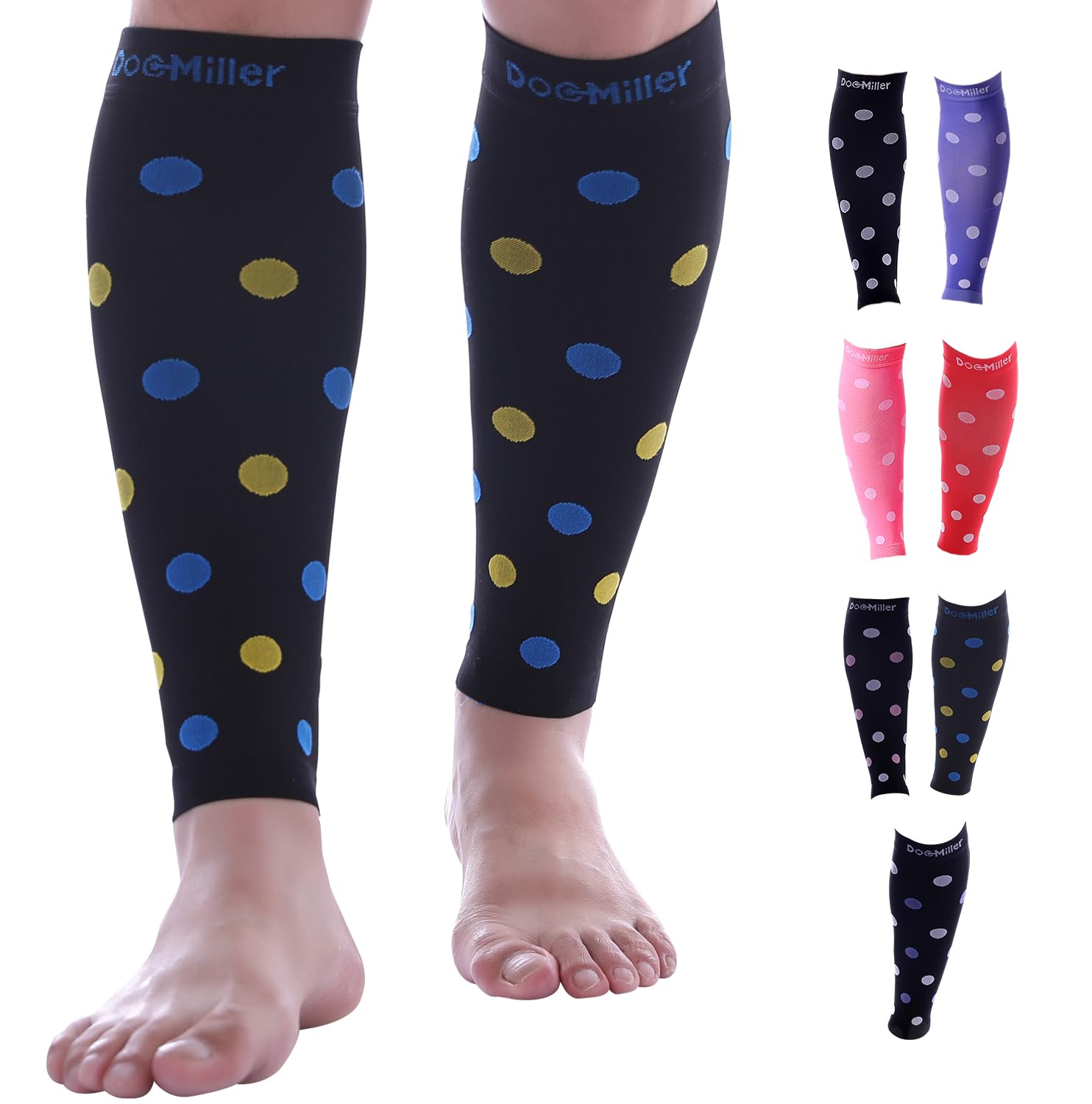 Doc Miller Calf Compression Sleeve – Footless Socks for Women & Men, 20-30mmHg, Shin Splint & Leg Cramp Support, Varicose Veins, Knee High, 1 Pair,