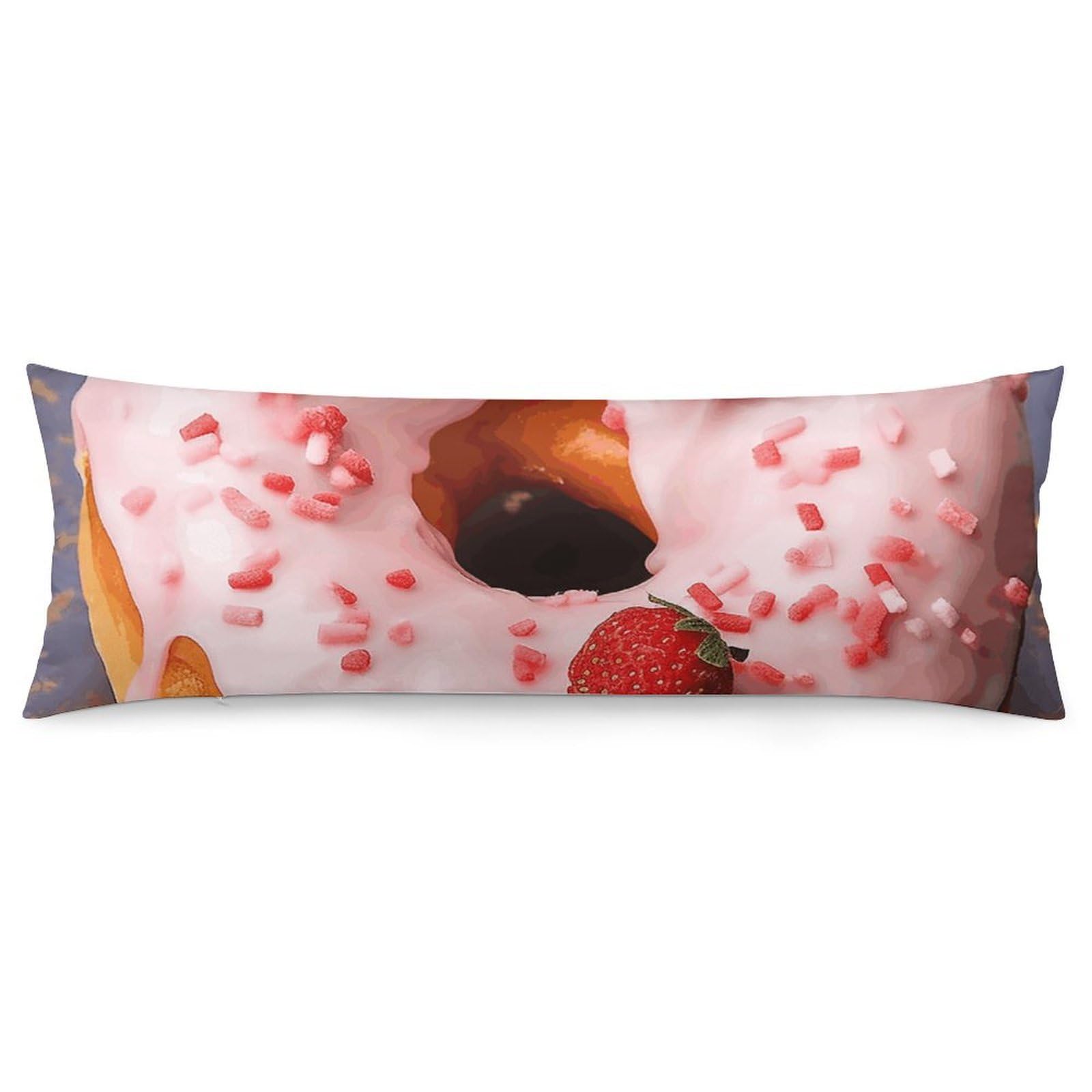 2 Pack Pillow Cases for Hair and Skin, Soft Breathable Pillow Case Covers with Hidden Zipper, Strawberry Donut Pillowcase 20"x54" Pillow Covers for Sleeping Gift