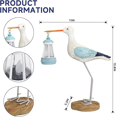 Miniatura 2 de Estatua de gaviota de 8.3 pulgadas para decoración de jardín y hogar, luces solares al aire libre, ideal para regalos de jardinería para mujeres,