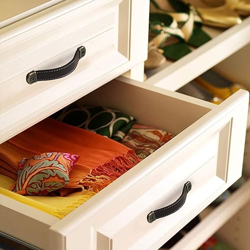 Miniatura 9 de Tiradores de cuero para cajones con hoja de hierro, capacidad de carga mejorada, 6 unidades, tiradores de caja de madera, caja de regalo, tiradores