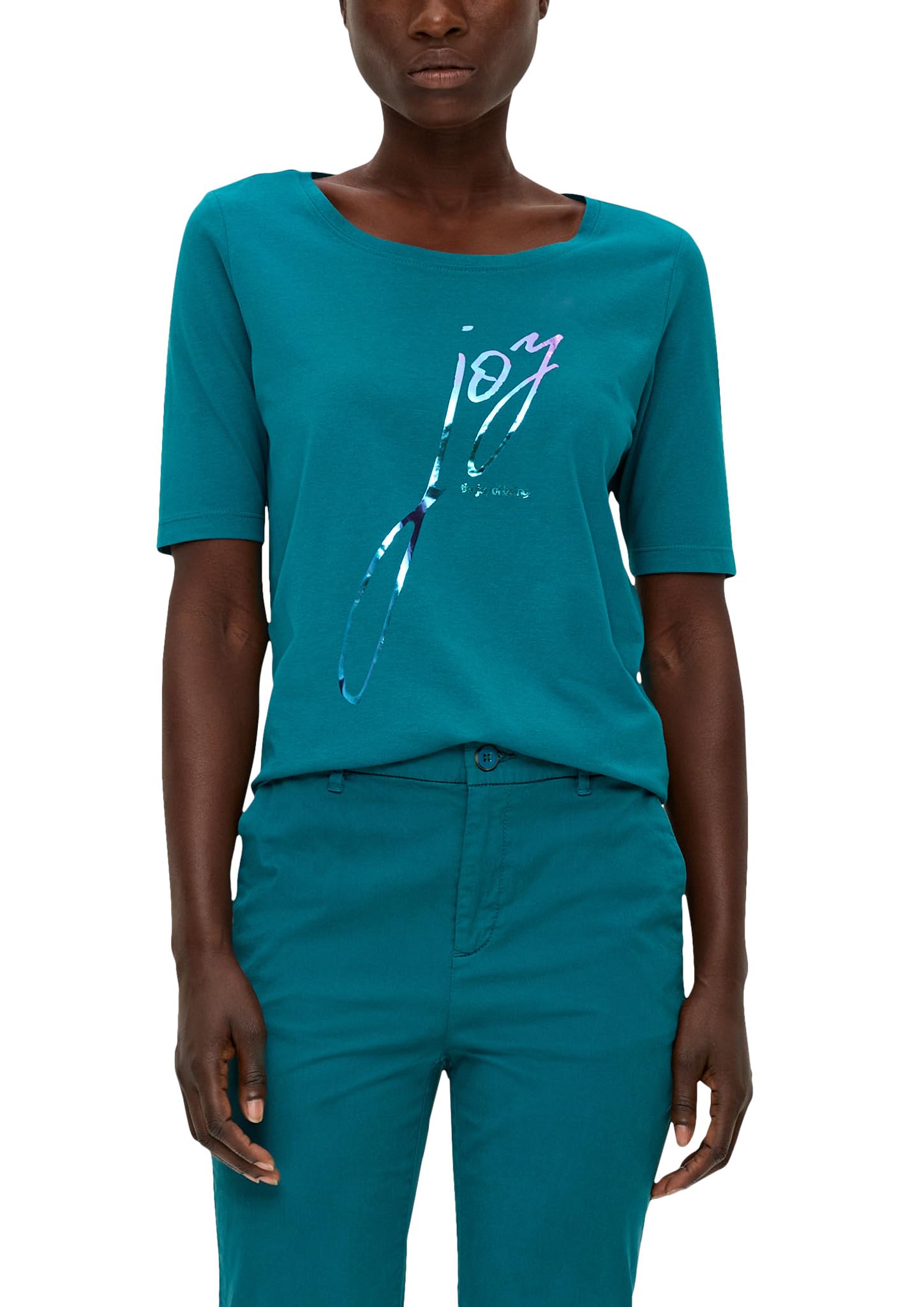 s.Oliver Women's 2136510 Short-sleeved T-shirt, Blue Green, 8